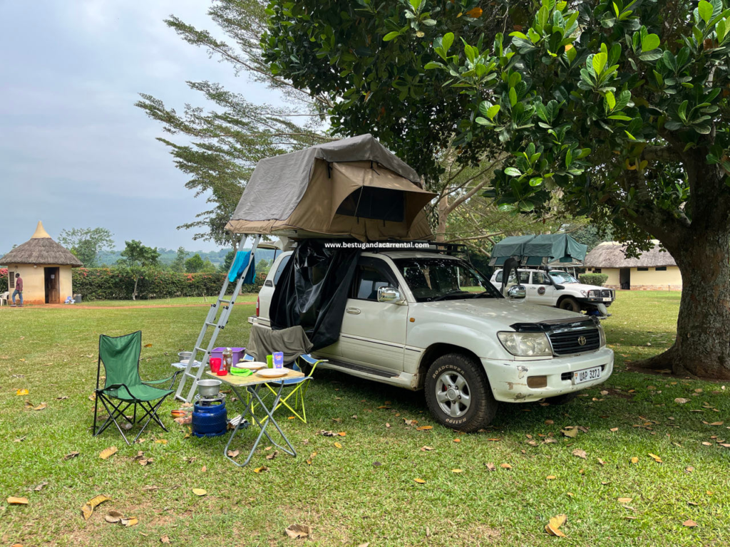 Land Cruiser V8 with a rooftop tent hire in Uganda