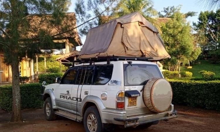 Land Cruiser TX with a rooftop tent in Uganda